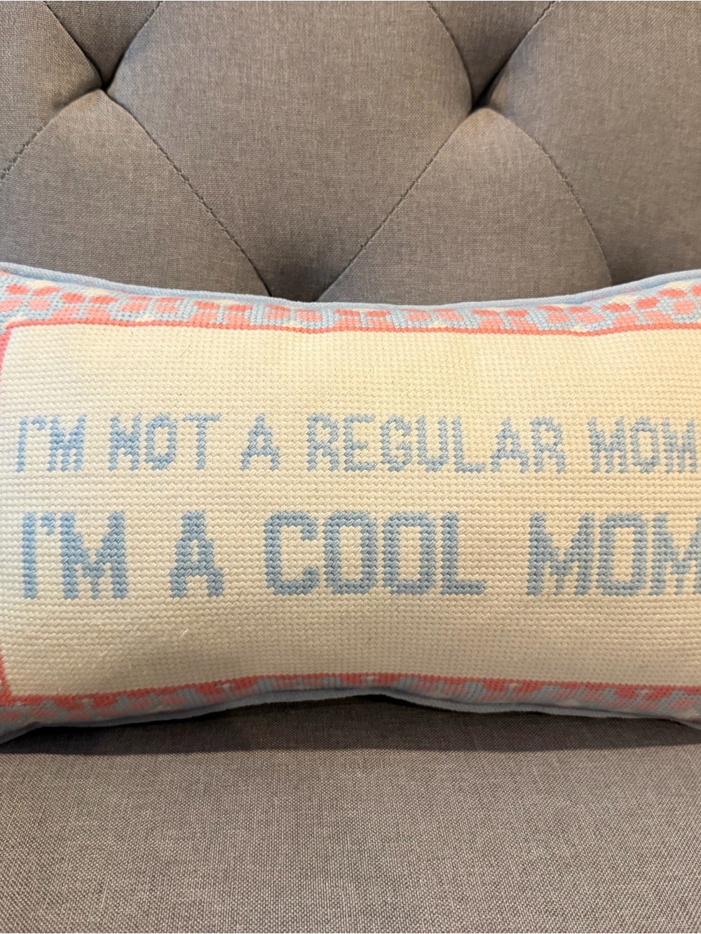 Rachel Zoe Pink and Light Blue 'I'm a Cool Mom' Accent Pillow